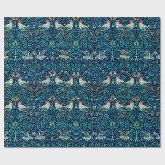 William Morris Birds Art Nouveau Floral Pattern Geschenkpapier (Flach)