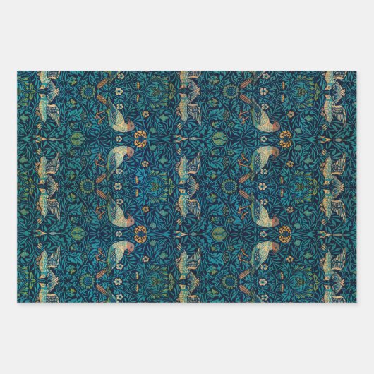 William Morris Birds Art Nouveau Floral Pattern Geschenkpapier Set (Vorderseite)
