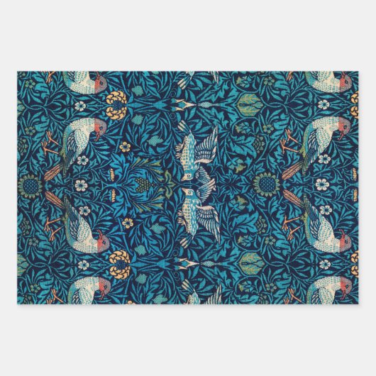 William Morris Birds Art Nouveau Floral Pattern Geschenkpapier Set (Vorderseite 3)