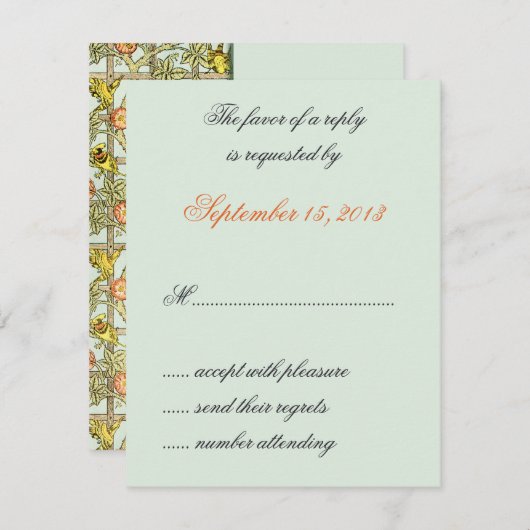 William Morris Birds & Blume Wedding RSVP Cards (Vorne/Hinten)