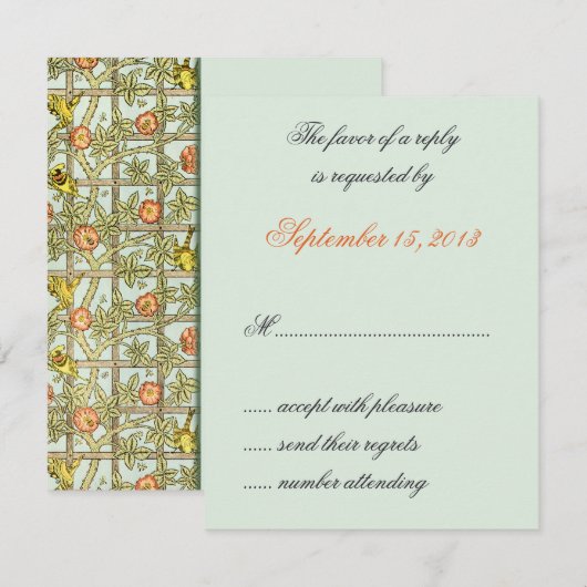 William Morris Birds & Blume Wedding RSVP Cards Karte (Vorne/Hinten)