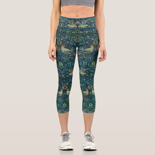 William Morris Birds & Floral Pattern Capri Leggings (Vorderseite)