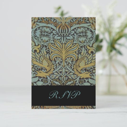 William Morris Birds Reply Cards für Square Invite RSVP Karte (Stehend Vorderseite)
