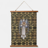 William * Morris Black and Gold Floral Angel Wandteppich Mit Holzrahmen (Vorderseite)