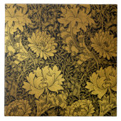 William Morris Black and Gold Floral Fliese (Vorderseite)
