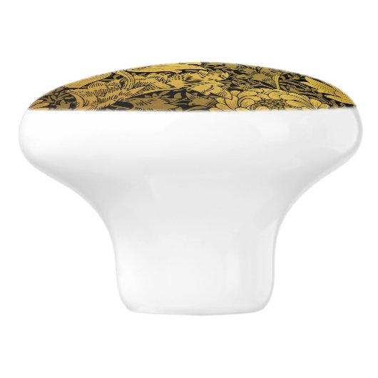 William Morris Black and Gold Floral Pattern Keramikknauf (Seitenansicht)