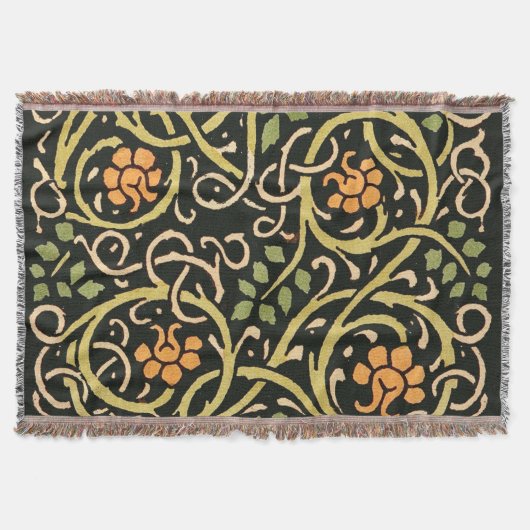William Morris Black Floral Art Design Decke (Vorderseite)