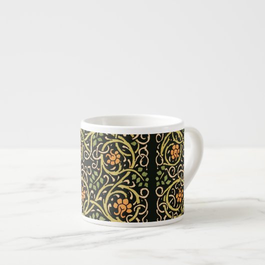 William Morris Black Floral Art Design Espressotasse (Vorderseite Rechts)