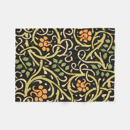 William Morris Black Floral Art Design Fleecedecke (Vorderseite (Horizontal))