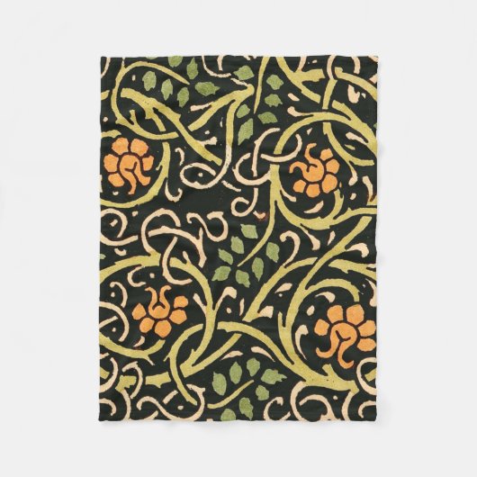 William Morris Black Floral Art Design Fleecedecke (Vorderseite)