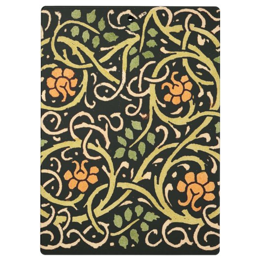 William Morris Black Floral Art Design Klemmbrett (Rückseite)
