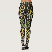 William Morris Black Floral Art Design Leggings (Rückseite)