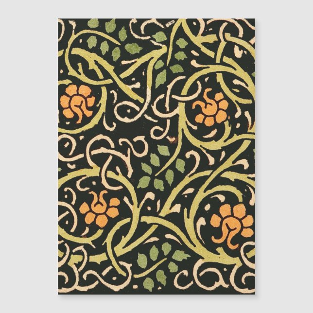 William Morris Black Floral Art Design Magnetkarte (Vorderseite)