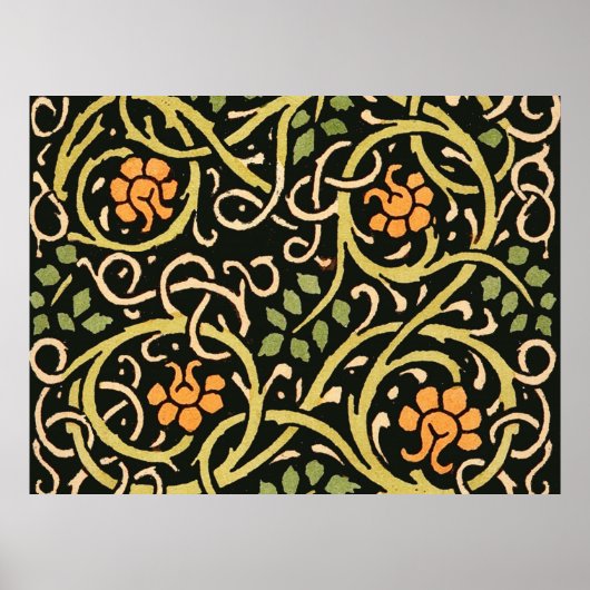 William Morris Black Floral Art Design Poster (Vorne)