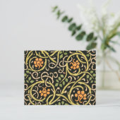 William Morris Black Floral Art Design Postkarte (Stehend Vorderseite)