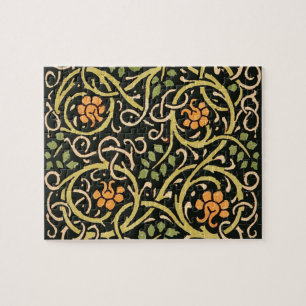 William Morris Black Floral Art Design Puzzle