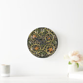 William Morris Black Floral Art Design Runde Wanduhr (Zuhause)