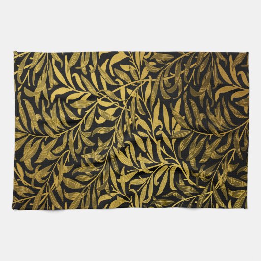 William Morris Black und Gold Willow Bough Geschirrtuch (Horizontal)