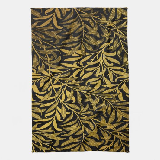William Morris Black und Gold Willow Bough Geschirrtuch (Vertikal)