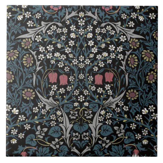 William Morris Blackthorn Floral Art Nouveau Fliese (Vorderseite)