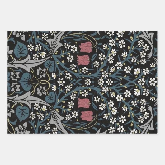 William Morris Blackthorn Floral Art Nouveau Geschenkpapier Set (Vorderseite)