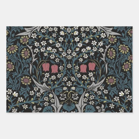 William Morris Blackthorn Floral Art Nouveau Geschenkpapier Set (Vorderseite 3)