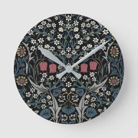William Morris Blackthorn Floral Art Nouveau Runde Wanduhr (Vorderseite)