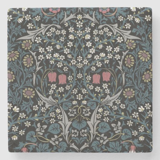 William Morris Blackthorn Floral Art Nouveau Steinuntersetzer (Vorderseite)