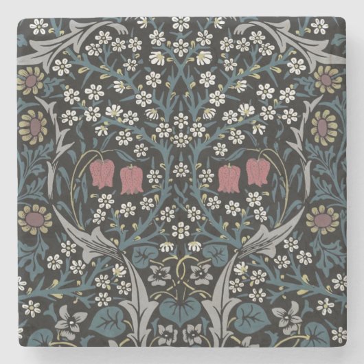 William Morris Blackthorn Floral Art Nouveau Steinuntersetzer (Vorderseite)