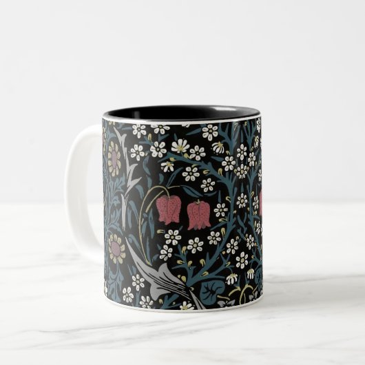 William Morris Blackthorn Floral Art Nouveau Zweifarbige Tasse (Vorderseite Links)