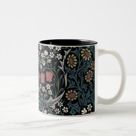 William Morris Blackthorn Floral Art Nouveau Zweifarbige Tasse (Rechts)