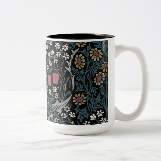 William Morris Blackthorn Floral Art Nouveau Zweifarbige Tasse (Rechts)