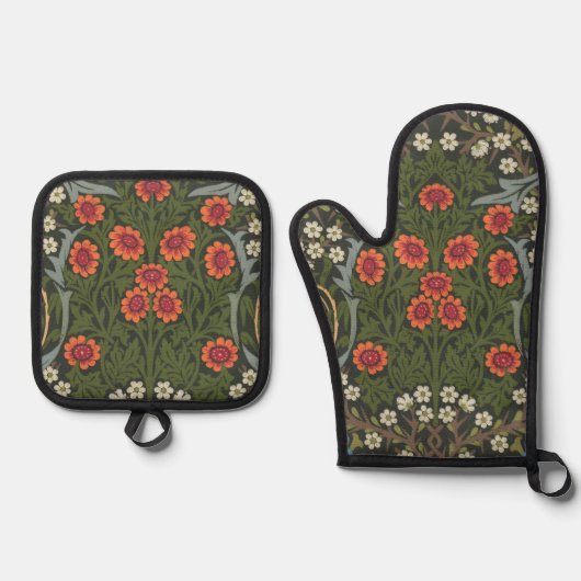 William Morris Blackthorn Garden Blume Classic Ofenhandschuh & Topflappen-Set (Vorderseite)