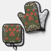 William Morris Blackthorn Garden Blume Classic Ofenhandschuh & Topflappen-Set (Vorderseite/Rückseite)