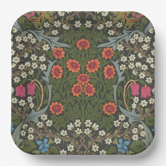 William Morris Blackthorn Garden Blume Classic Pappteller (Vorderseite)