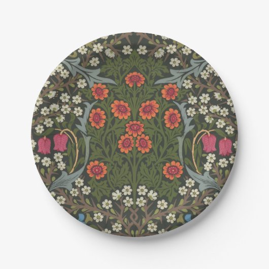 William Morris Blackthorn Garden Blume Classic Pappteller (Vorderseite)
