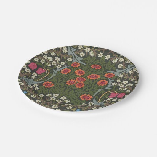 William Morris Blackthorn Garden Blume Classic Pappteller (Schrägansicht)