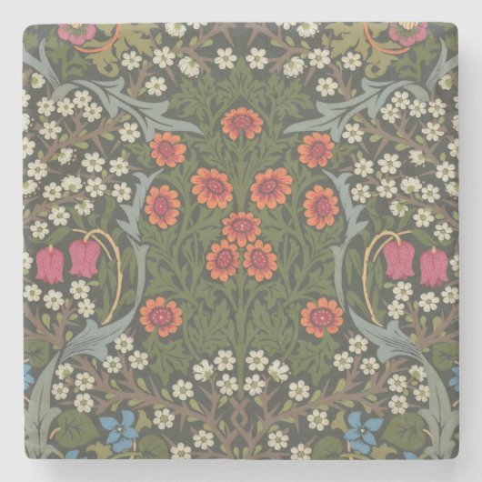 William Morris Blackthorn Garden Blume Classic Steinuntersetzer (Vorderseite)