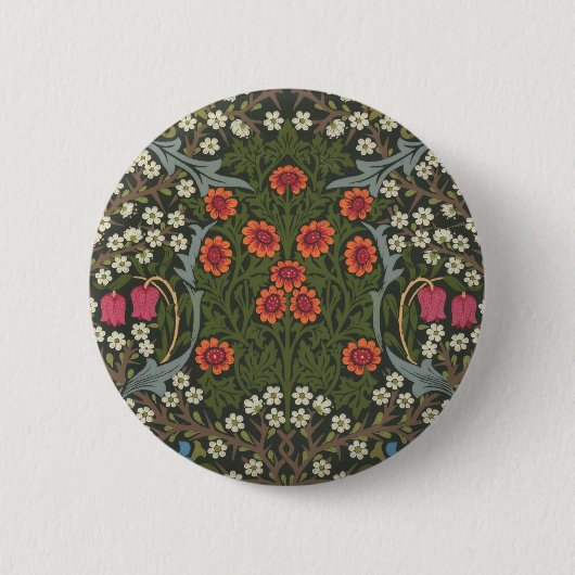 William Morris Blackthorn Gartenblume Klassiker Button (Vorderseite)