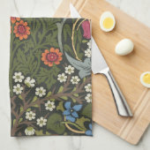 William Morris Blackthorn Gartenblumen Klassiker Geschirrtuch (Viertel Falte)