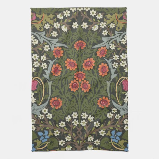 William Morris Blackthorn Gartenblumen Klassiker Geschirrtuch (Vertikal)