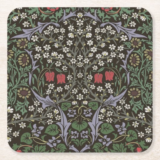 William Morris Blackthorn Tapestry Floral Rechteckiger Pappuntersetzer (Vorderseite)