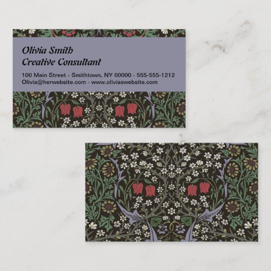William Morris Blackthorn Tapestry Floral Visitenkarte (Vorne/Hinten)