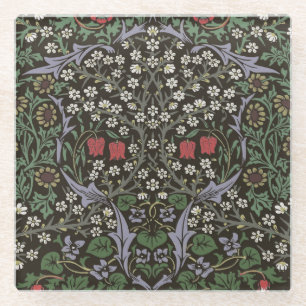 William Morris Blackthorn-Teppich Blumenmuster Glasuntersetzer