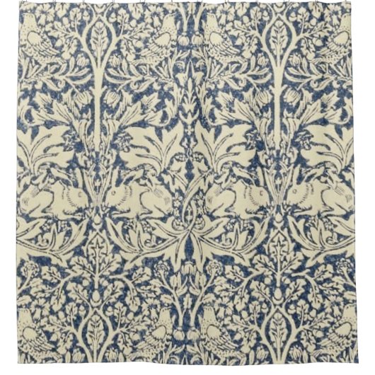 William Morris, Blau grau, Muster, Jugendstil, Vin Duschvorhang (Vorderseite)