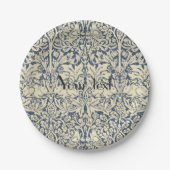 William Morris, Blau grau, Muster, Jugendstil, Vin Pappteller (Vorderseite)