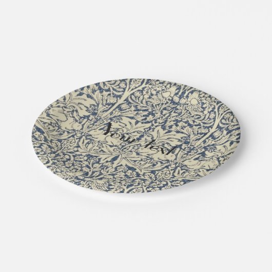 William Morris, Blau grau, Muster, Jugendstil, Vin Pappteller (Schrägansicht)