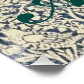 William Morris, Blau grau, Muster, Jugendstil, Vin Poster (Ecke)