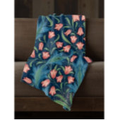 William Morris Blau Grün Rosa Blumenmuster Fleecedecke