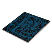 William Morris Blau monogrammierter Brief L Fliese (Seite)